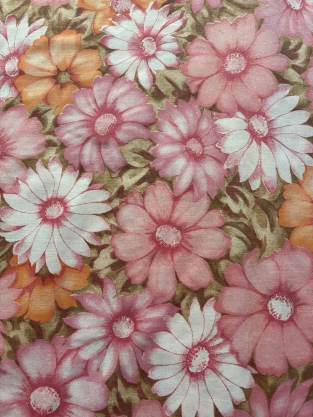 Vintage Monticello Cotton Blend Pink Floral Fabric Twin Flat Sheet 70s